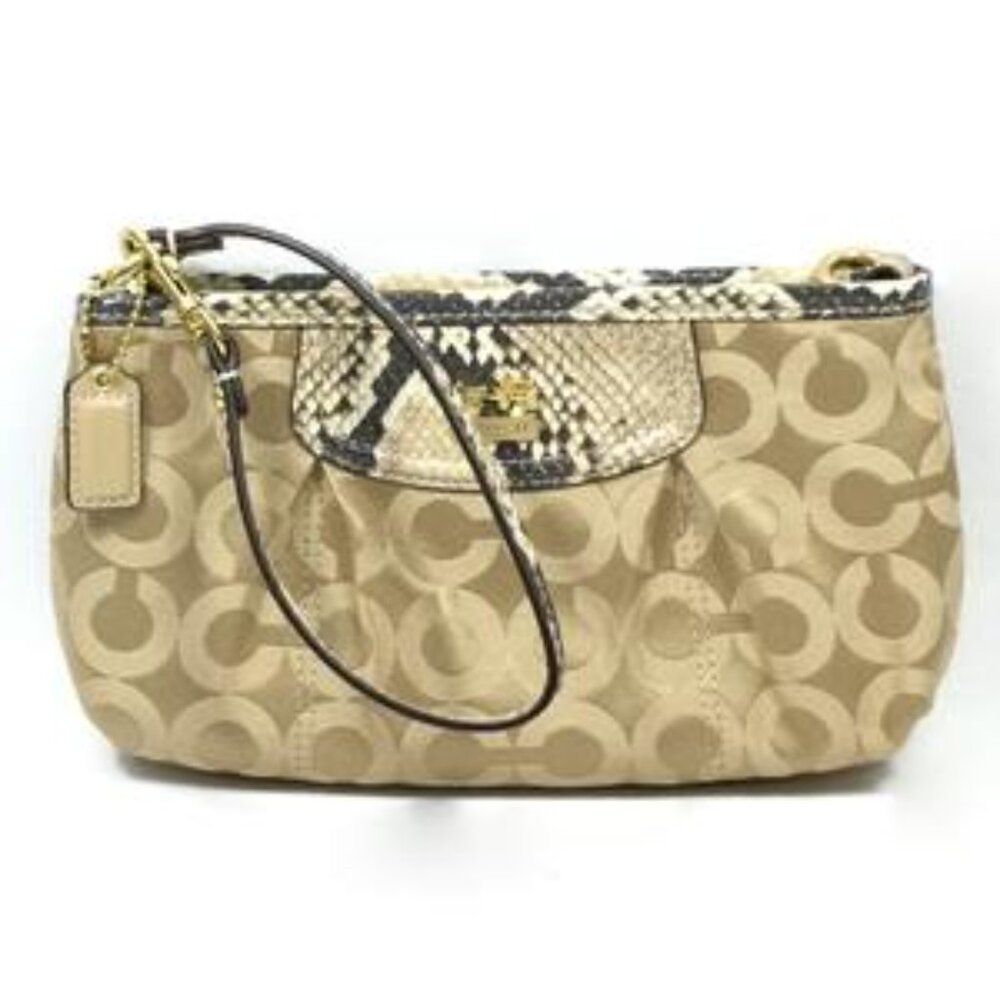 NWT Coach Madison Op Art Snake Print Wristlet or Small Handbag
